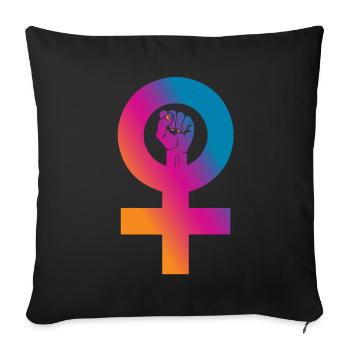 Poing de puissance féminine - Housse de coussin décorative 45 x 45 cm - noir - Devant