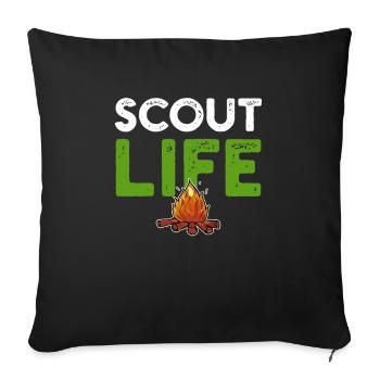 Scout camp fire - Sofa pillowcase 17,3'' x 17,3'' (45 x 45 cm) - black - Front