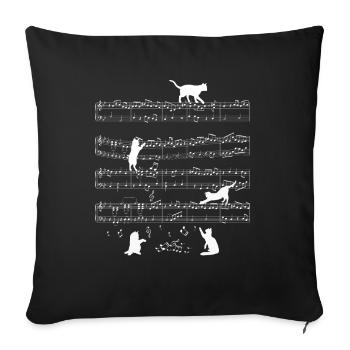 Chat musique notes maison tigre drôle cadeau - Housse de coussin décorative 45 x 45 cm - noir - Devant