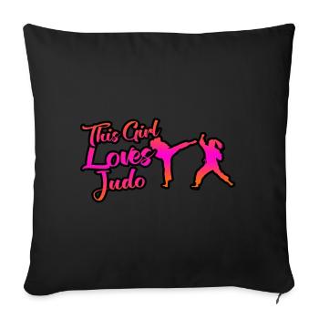 Cette fille aime le judo - Housse de coussin décorative 45 x 45 cm - noir - Devant