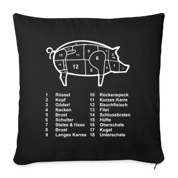 Schwein Fleisch Metzger Fleischer - Sofakissenbezug 45 x 45 cm - Schwarz - Vorne