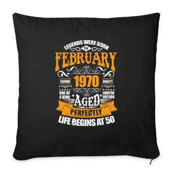 February 1970 50th birthday 50 years gift - Sofa pillowcase 17,3'' x 17,3'' (45 x 45 cm) - black - Front