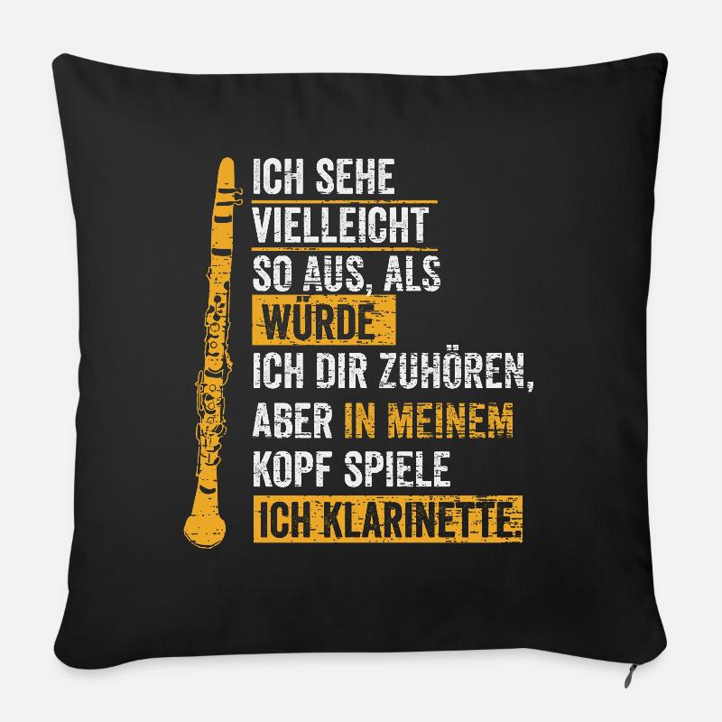 Klarinette Musiker - Sofakissenbezug 45 x 45 cm - Schwarz