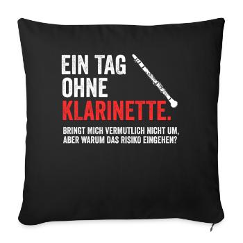 Klarinette Blasinstrument - Sofakissenbezug 45 x 45 cm - Schwarz - Vorne