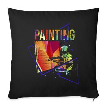 Artiste peintre - Housse de coussin décorative 45 x 45 cm - noir - Devant