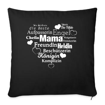 Maman copine héroïne cadeau pour dames mère - Housse de coussin décorative 45 x 45 cm - noir - Devant