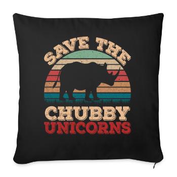 Retro Vintage Sunset Save The Chubby Unicorns - Sofakissenbezug 45 x 45 cm - Schwarz - Vorne