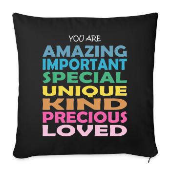 YOU ARE AMAZING LOVED. Motivational Sayings. - Sofakissenbezug 45 x 45 cm - Schwarz - Vorne