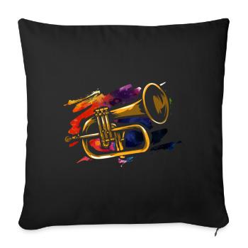 Flügelhorn Trompete - Sofakissenbezug 45 x 45 cm - Schwarz - Vorne
