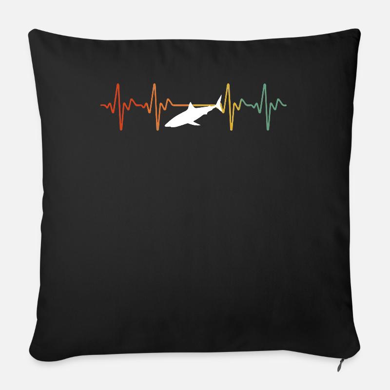 Retro Shark Heartbeat - Sofakissenbezug 45 x 45 cm - Schwarz