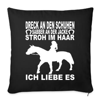 Reiten Reiterrinnen Reitsport Reitverein Reiter - Sofakissenbezug 45 x 45 cm - Schwarz - Vorne