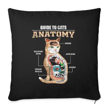 Chats anatomie chatons tomcat domestique kitty - Housse de coussin décorative 45 x 45 cm - noir - Devant