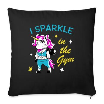 Cadeau de licorne drôle d'entraînement de fitness pour femmes - Housse de coussin décorative 45 x 45 cm - noir - Devant