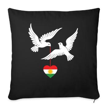 Kurdistan design Kurdish flag with two doves - Sofa pillowcase 17,3'' x 17,3'' (45 x 45 cm) - black - Front