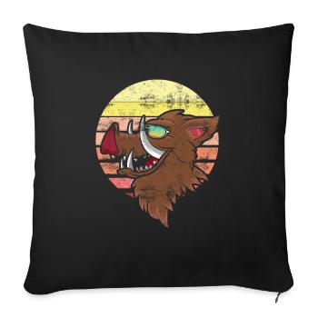 Sanglier chasse forestier trophée chasse sanglier sauvage - Housse de coussin décorative 45 x 45 cm - noir - Devant