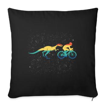 Conception de cadeau de vélo rétro Velociraptor Dino - Housse de coussin décorative 45 x 45 cm - noir - Devant