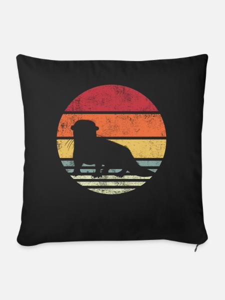 Otter Retro - Sofakissenbezug 45 x 45 cm - Schwarz