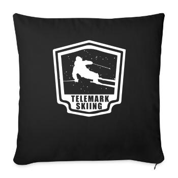 Telemark ski gift for skiing and winter sports - Sofa pillowcase 17,3'' x 17,3'' (45 x 45 cm) - black - Front
