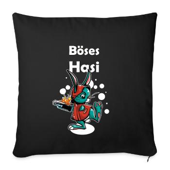 Böses Hasi Hase Schneehase frech Apres Ski Ostern - Sofakissenbezug 45 x 45 cm - Schwarz - Vorne