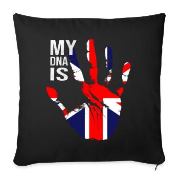 Drapeau britannique, mon ADN est britannique, drapeau Union Jack - Housse de coussin décorative 45 x 45 cm - noir - Devant