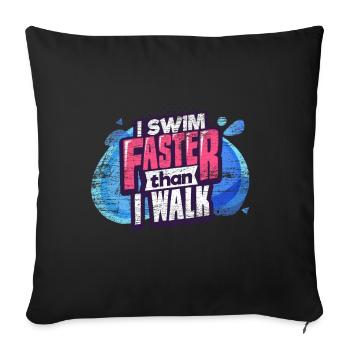 natation - Housse de coussin décorative 45 x 45 cm - noir - Devant