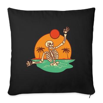 Skeleton Beach Day - Sofa pillowcase 17,3'' x 17,3'' (45 x 45 cm) - black - Front