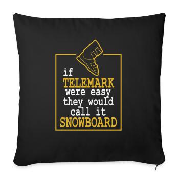 Telemark Free Heel Ski Nordic Funny Gift - Housse de coussin décorative 45 x 45 cm - noir - Devant