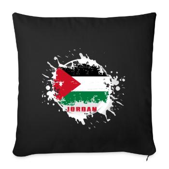 Jordanien Flagge mit Klecks - Sofakissenbezug 45 x 45 cm - Schwarz - Vorne