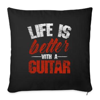 Gitarre - Sofakissenbezug 45 x 45 cm - Schwarz - Vorne