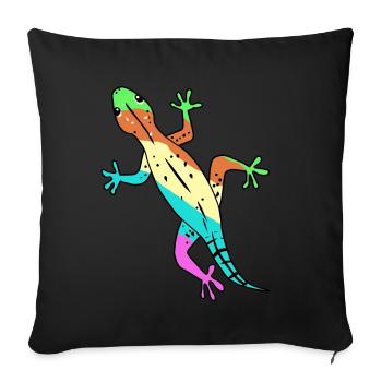 Eidechse Gecko Zoologie Wildtiere Lurch Amphibie - Sofakissenbezug 45 x 45 cm - Schwarz - Vorne