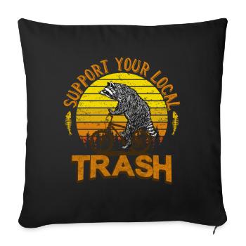 Funny retro trash raccoon on bike - Sofa pillowcase 17,3'' x 17,3'' (45 x 45 cm) - black - Front