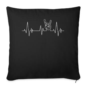 Rocker heartbeat concert pulse EKG - Housse de coussin décorative 45 x 45 cm - noir - Devant