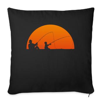 Pêche père et fils - Housse de coussin décorative 45 x 45 cm - noir - Devant