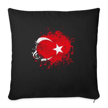 Musique du drapeau de la Turquie - Housse de coussin décorative 45 x 45 cm - noir - Devant