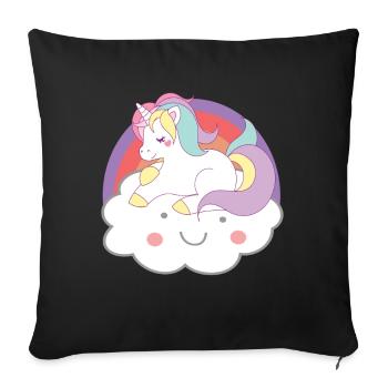 Licornes licorne sur nuage licornes - Housse de coussin décorative 45 x 45 cm - noir - Devant