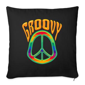 Signe de paix amour paix - Housse de coussin décorative 45 x 45 cm - noir - Devant