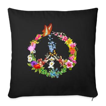 Papillon de signe de paix - Housse de coussin décorative 45 x 45 cm - noir - Devant