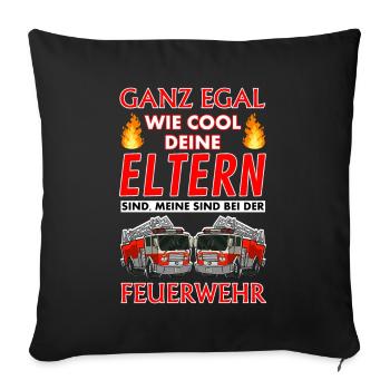 Feuerwehr Eltern Kind - Sofakissenbezug 45 x 45 cm - Schwarz - Vorne
