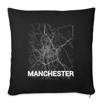 Manchester city map and streets - Sofa pillowcase 17,3'' x 17,3'' (45 x 45 cm) - black - Front