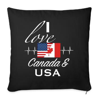 Canada USA amour vacances feuille d'érable cadeau - Housse de coussin décorative 45 x 45 cm - noir - Devant