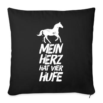 Reiterin Reiter Reitersprüche Hufe - Sofakissenbezug 45 x 45 cm - Schwarz - Vorne