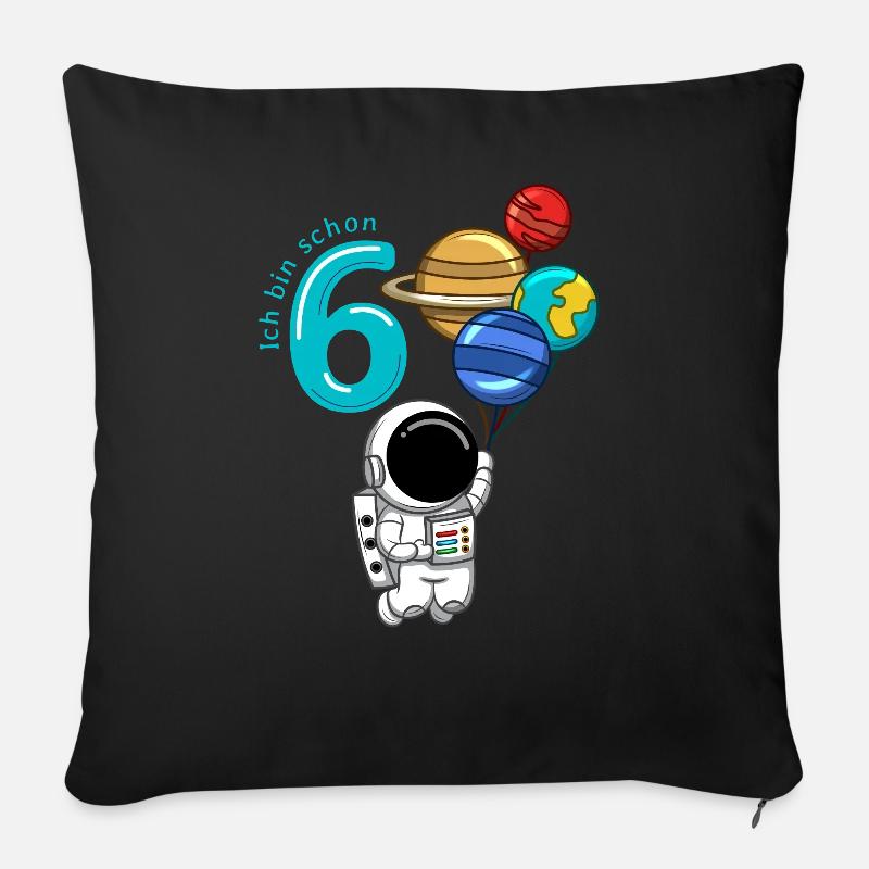 6 Jahre Astronaut Geburtstag - Sofakissenbezug 45 x 45 cm - Schwarz