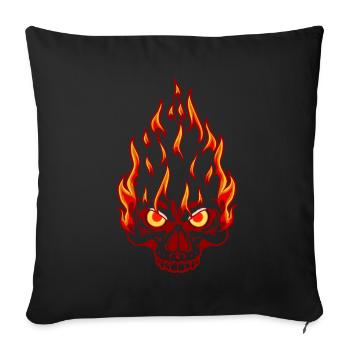 Hardrock Rocker tatouage tête de mort moto flamme - Housse de coussin décorative 45 x 45 cm - noir - Devant