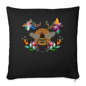 Honeybee Shirt - Honeycomb - Reseda Green - Sofa pillowcase 17,3'' x 17,3'' (45 x 45 cm) - black - Front