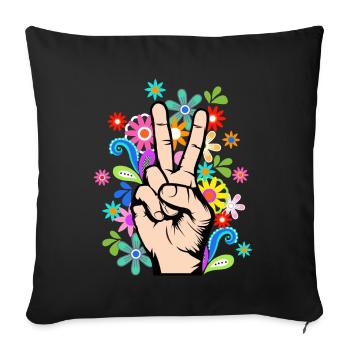 Frieden Liebe Peacezeichen Peace - Sofakissenbezug 45 x 45 cm - Schwarz - Vorne