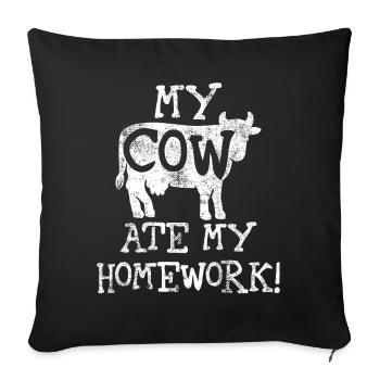 Vache de retour à l'école - Housse de coussin décorative 45 x 45 cm - noir - Devant