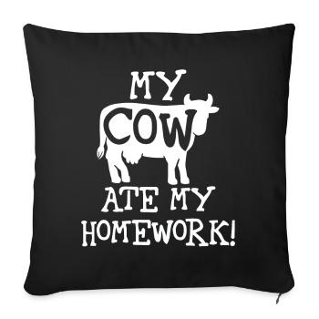 Vache de retour à l'école - Housse de coussin décorative 45 x 45 cm - noir - Devant