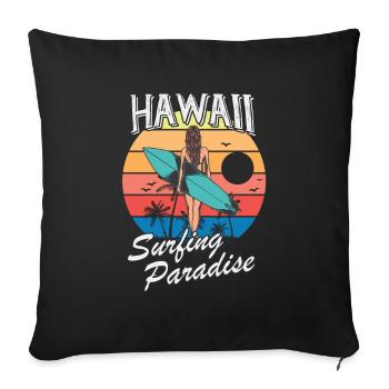 Hawaii surf girl retro design - Sofa pillowcase 17,3'' x 17,3'' (45 x 45 cm) - black - Front