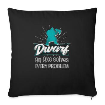 Jeu de rôle de personnage RPG nain - Housse de coussin décorative 45 x 45 cm - noir - Devant