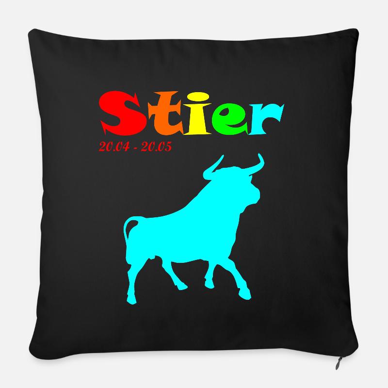 Regenbogen Stier - Sofakissenbezug 45 x 45 cm - Schwarz